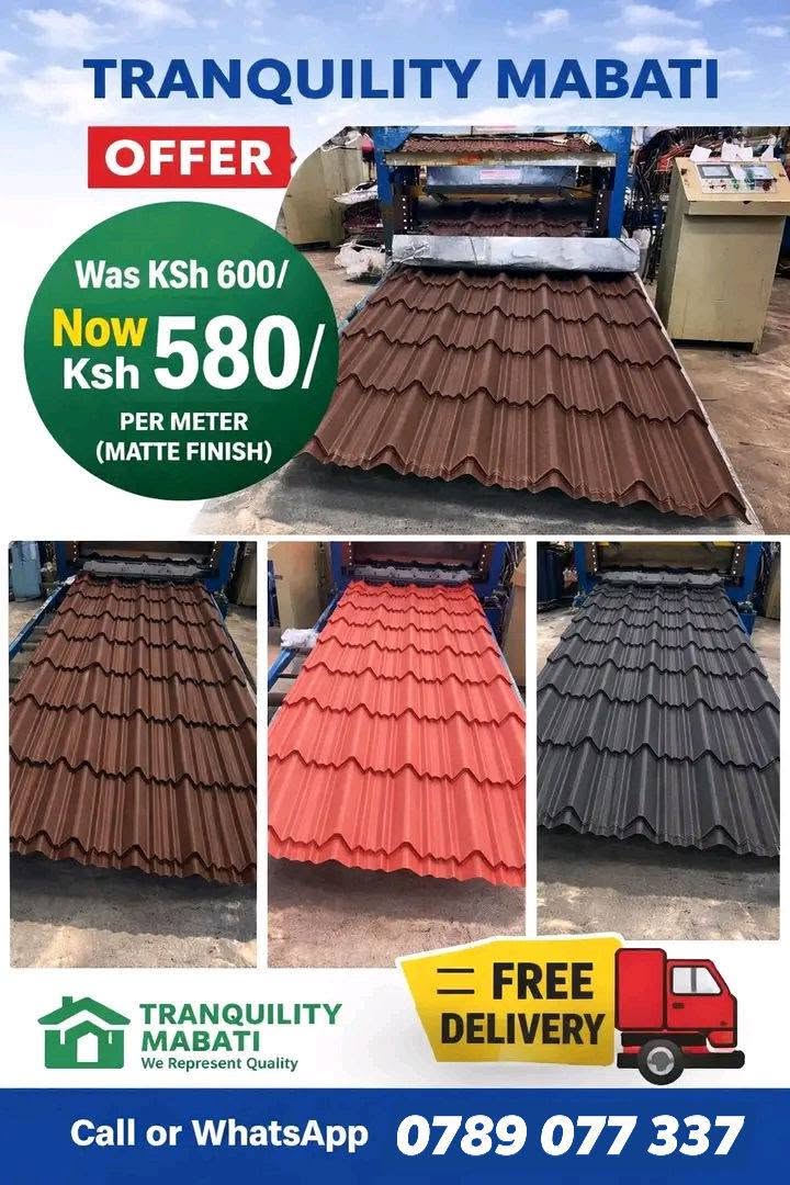 Tile profile mabati offer — Ksh 580 per meter matte finish