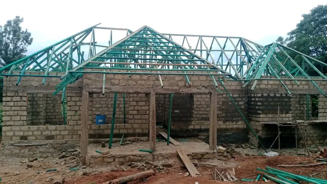 Steel Trusses Ready for Roofing — Eastern Kenya
